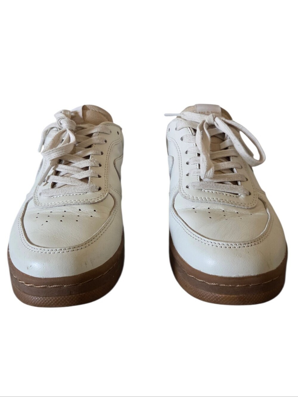 Rag & Bone Cream Leather Sneakers | Gum Sole | Women's Size 8 - Picture 5 of 10